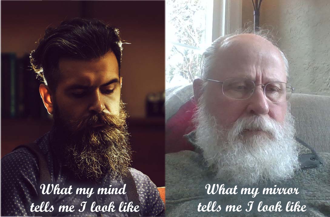 Picture of young man next to picture of old man