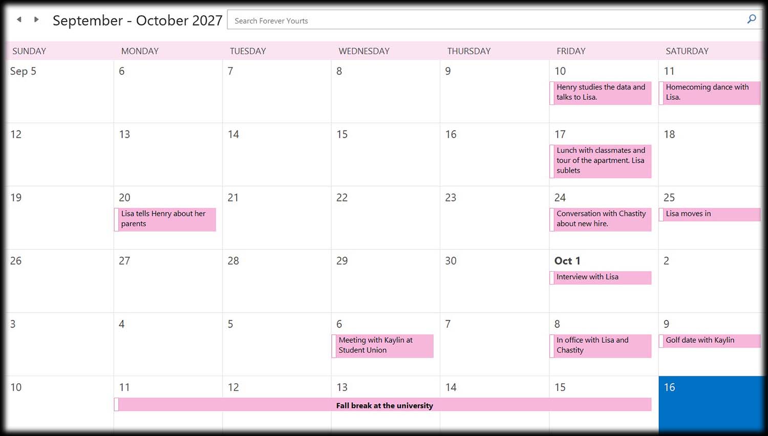 Calendar of Forever Yours