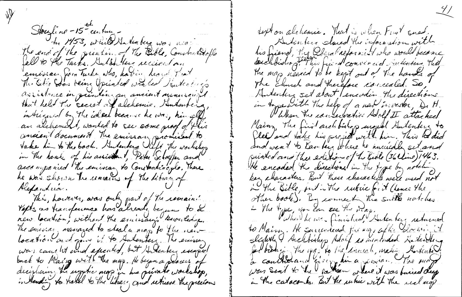 Development notes for The Gutenberg Rubric