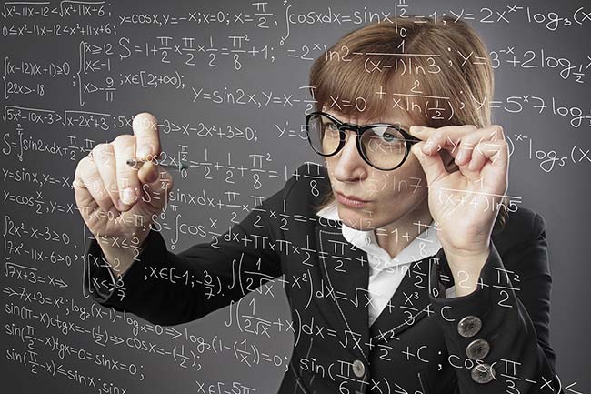 woman working on equation